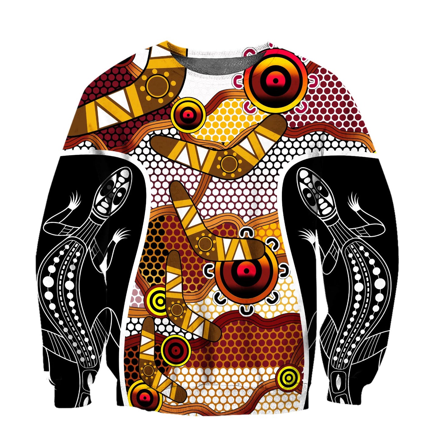 Aboriginal Lizard Dot Painting Boomerang Patterns Shirt For Men And Women