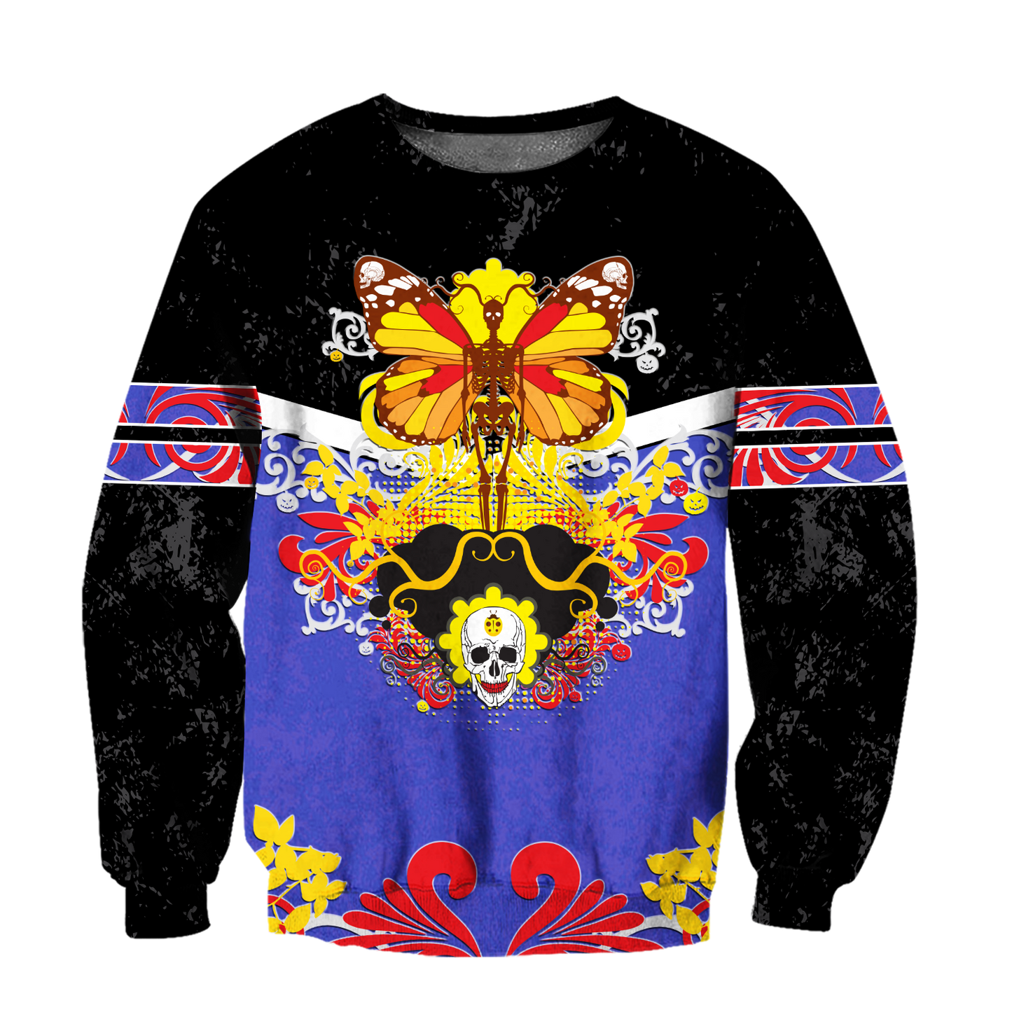 Butterfly Love Skull 3D all over printed for man and women QB05192002-Apparel-PL8386-Sweatshirt-S-Vibe Cosy™