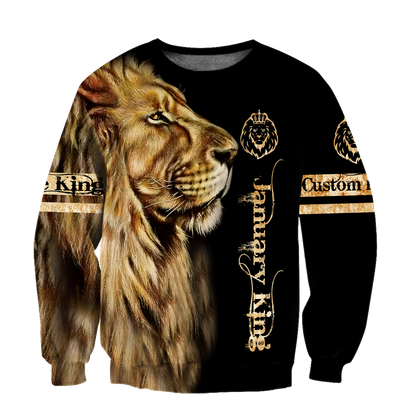 Custom Name January King Lion  3D All Over Printed  Unisex Shirt