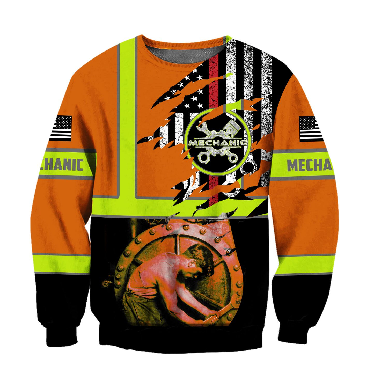 All Over Printed Mechanic Hoodie For Men and Women HHT13102005
