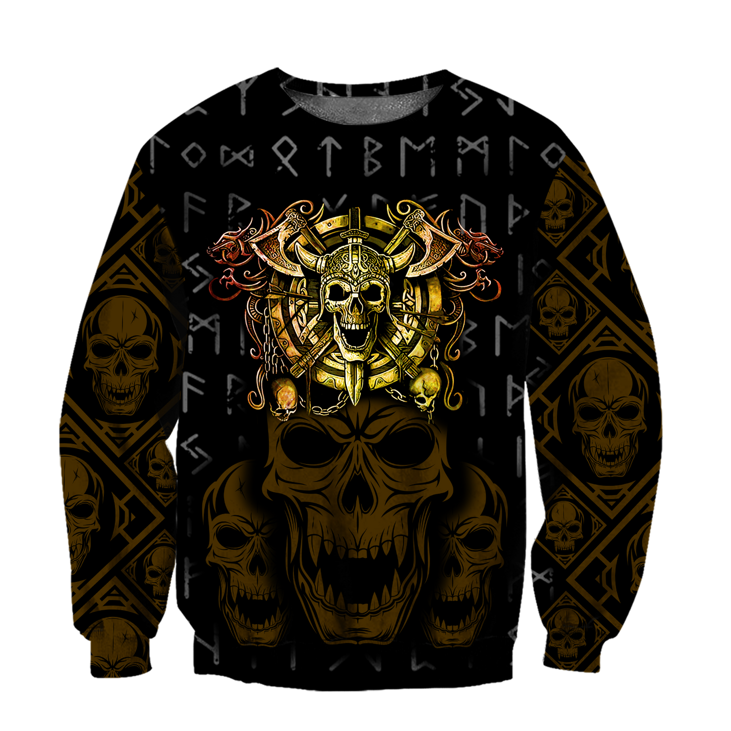 Golden Viking Skull Hoodie MEI
