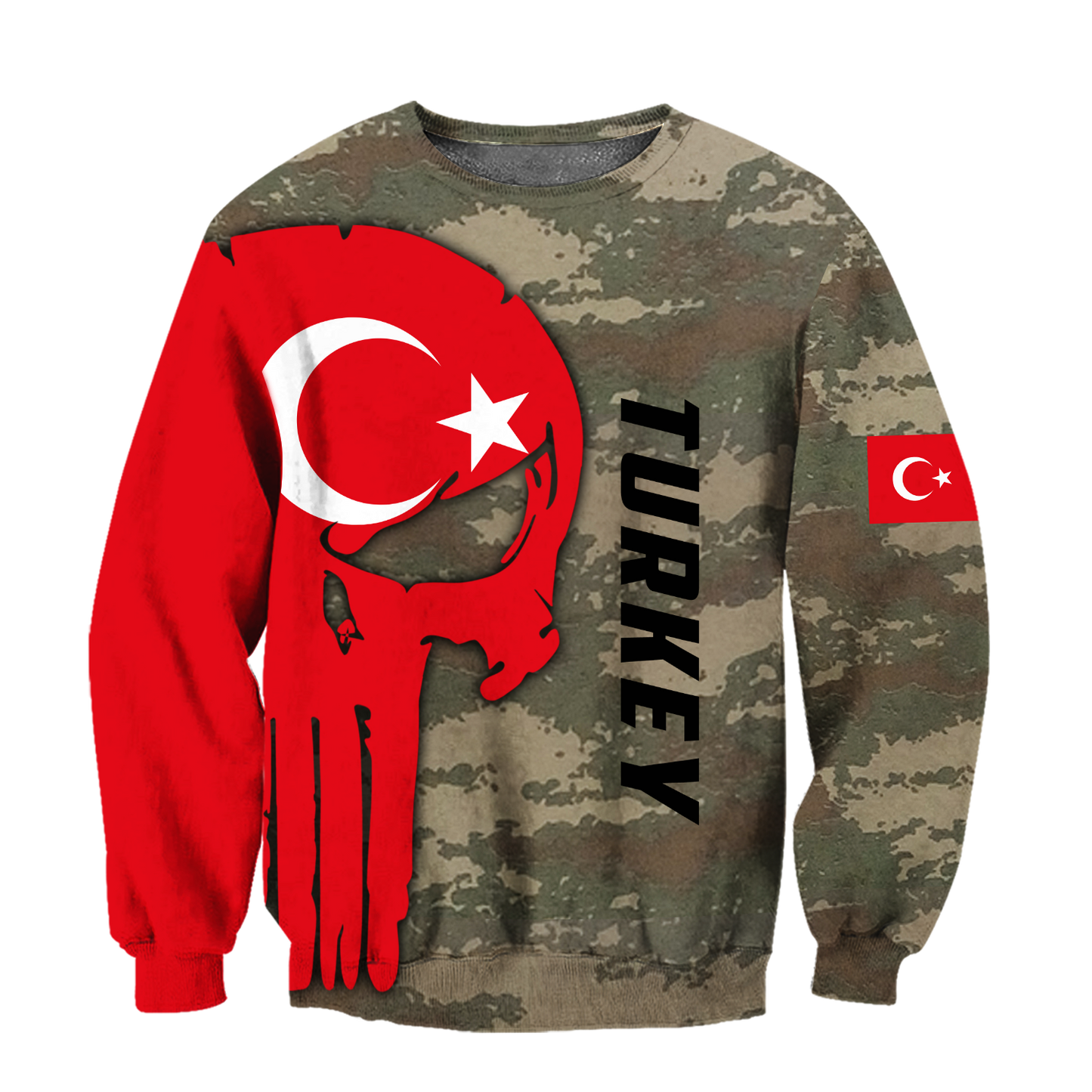 Turkey Skull Flag Camo Style 3D All Over Printed Hoodie Shirt Limited by SUN QB06232006-Apparel-SUN-Sweatshirts-S-Vibe Cosy™