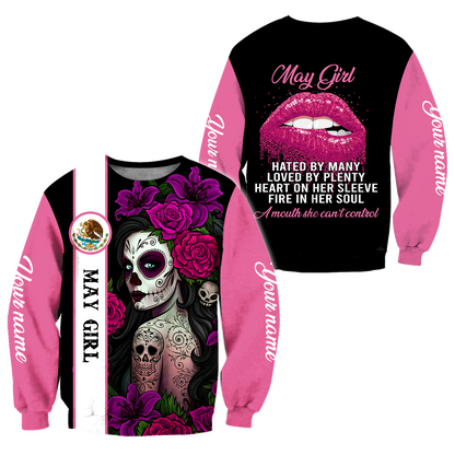 May Girl Customize Name 3D All Over Printed Unisex Hoodie