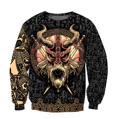 Love Skull Viking 3D all over printed for man and women QB06062004-Apparel-PL8386-Sweatshirt-S-Vibe Cosy™