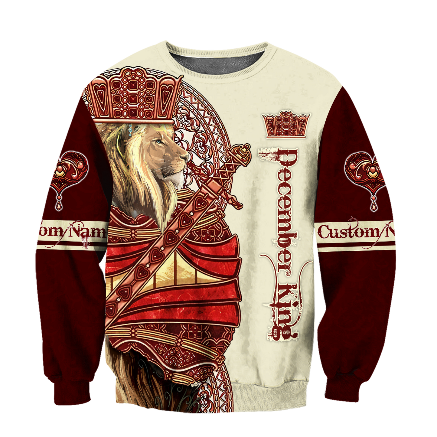 Custom Name December King Lion  3D All Over Printed Unisex Shirts