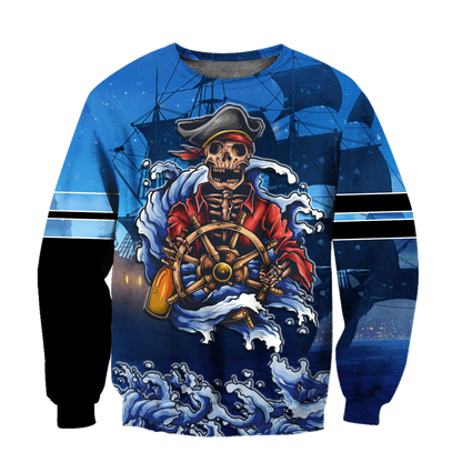Love Skull pirates 3D all over printed for man and women QB06092001-Apparel-PL8386-Sweatshirt-S-Vibe Cosy™