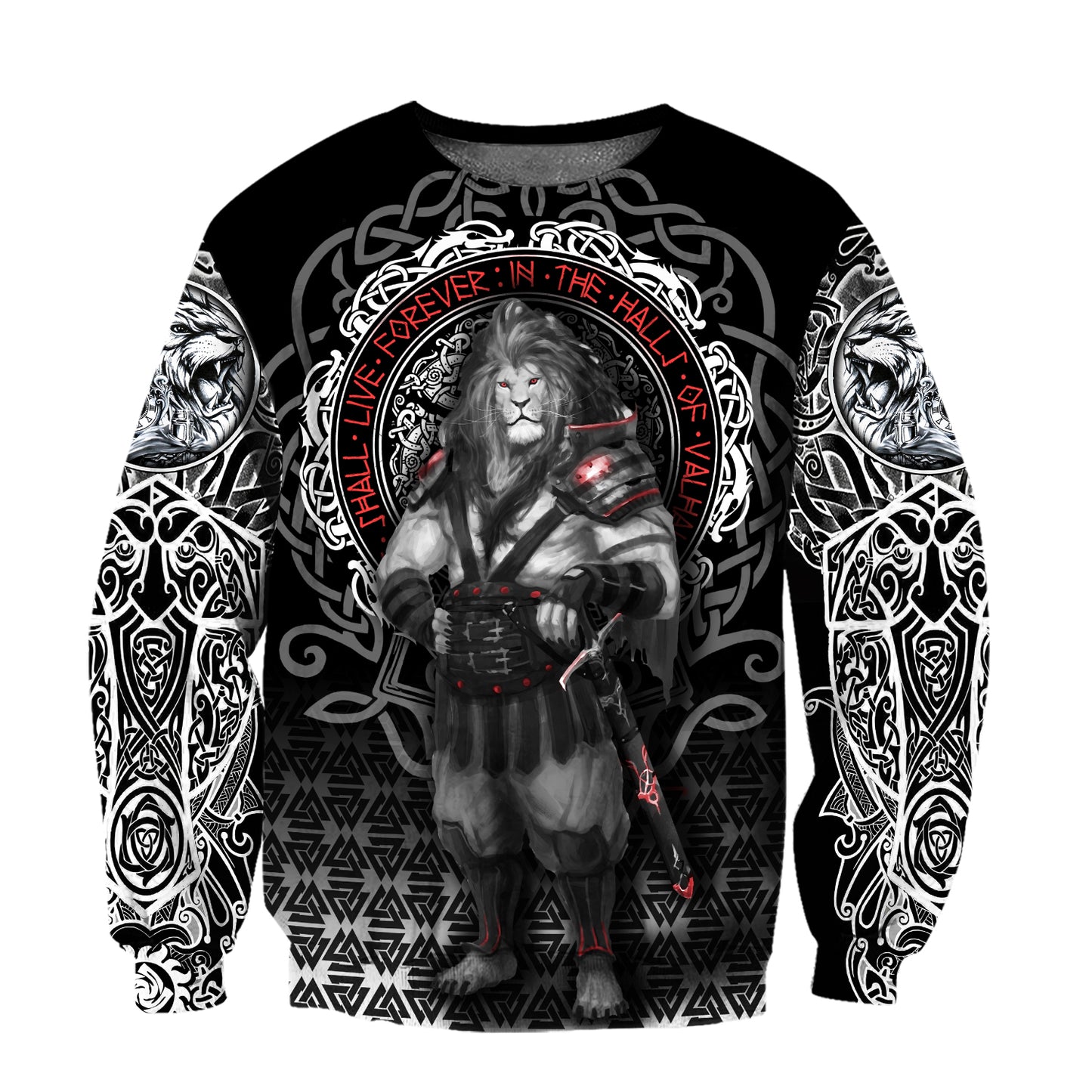 The Lion Warrior Tattoo 3D All Over Print Hoodie