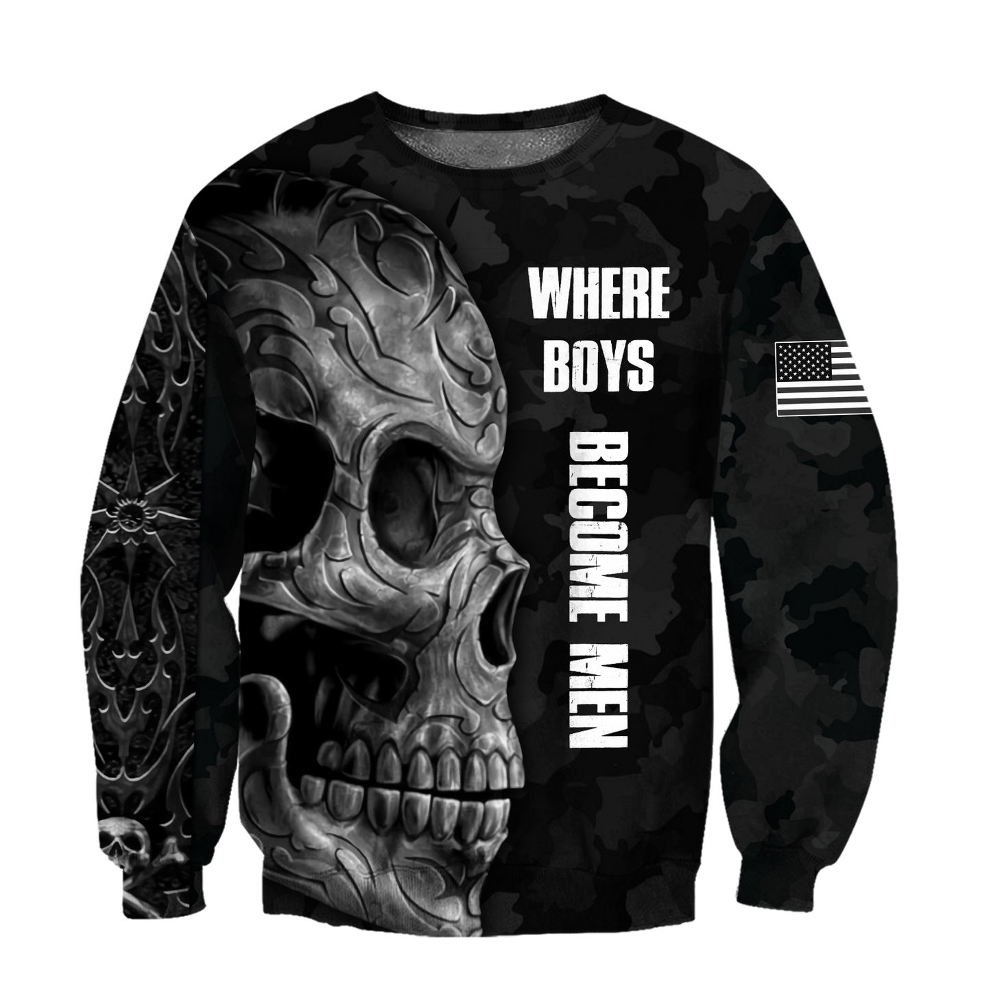 Love Skull tattoos balck 3D all over printed for man and women QB06062002-Apparel-PL8386-Sweatshirt-S-Vibe Cosy™