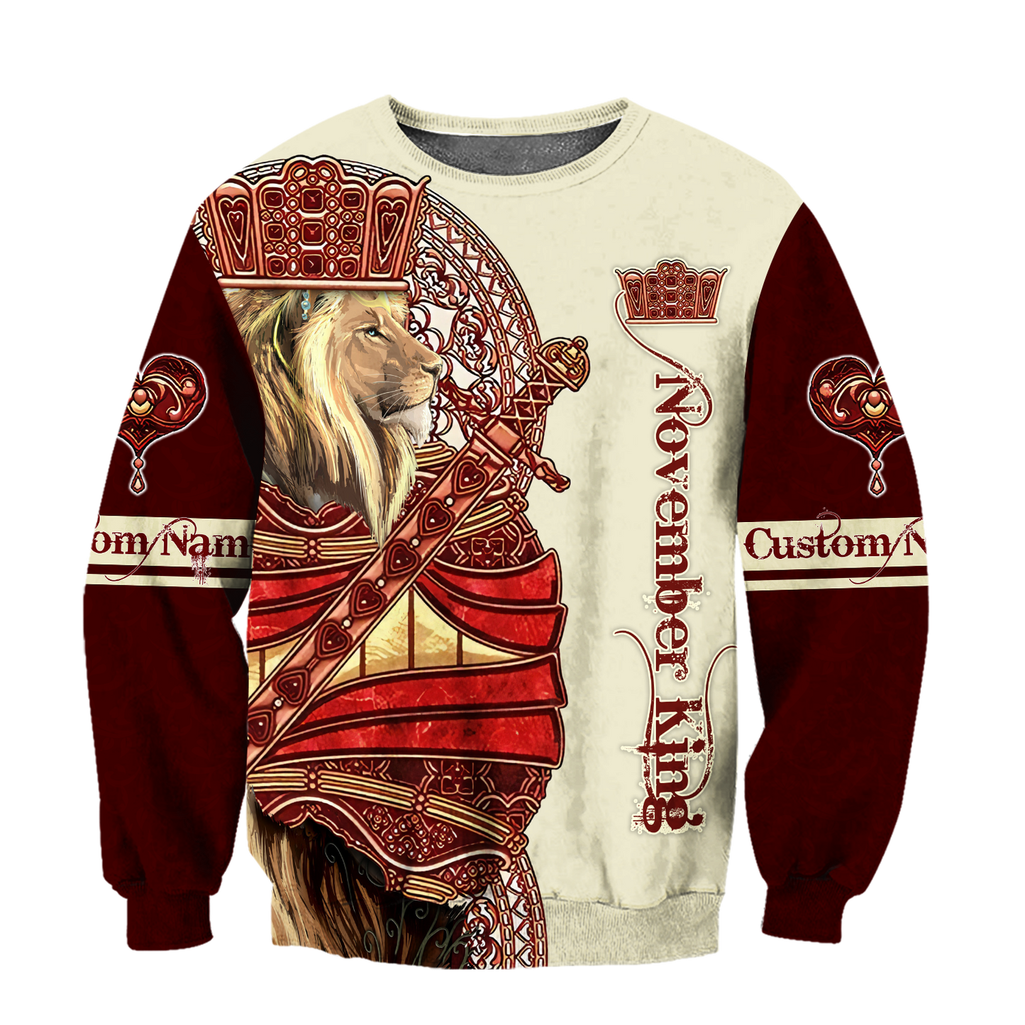 Custom Name November King Lion 3D  All Over Printed Unisex Shirts