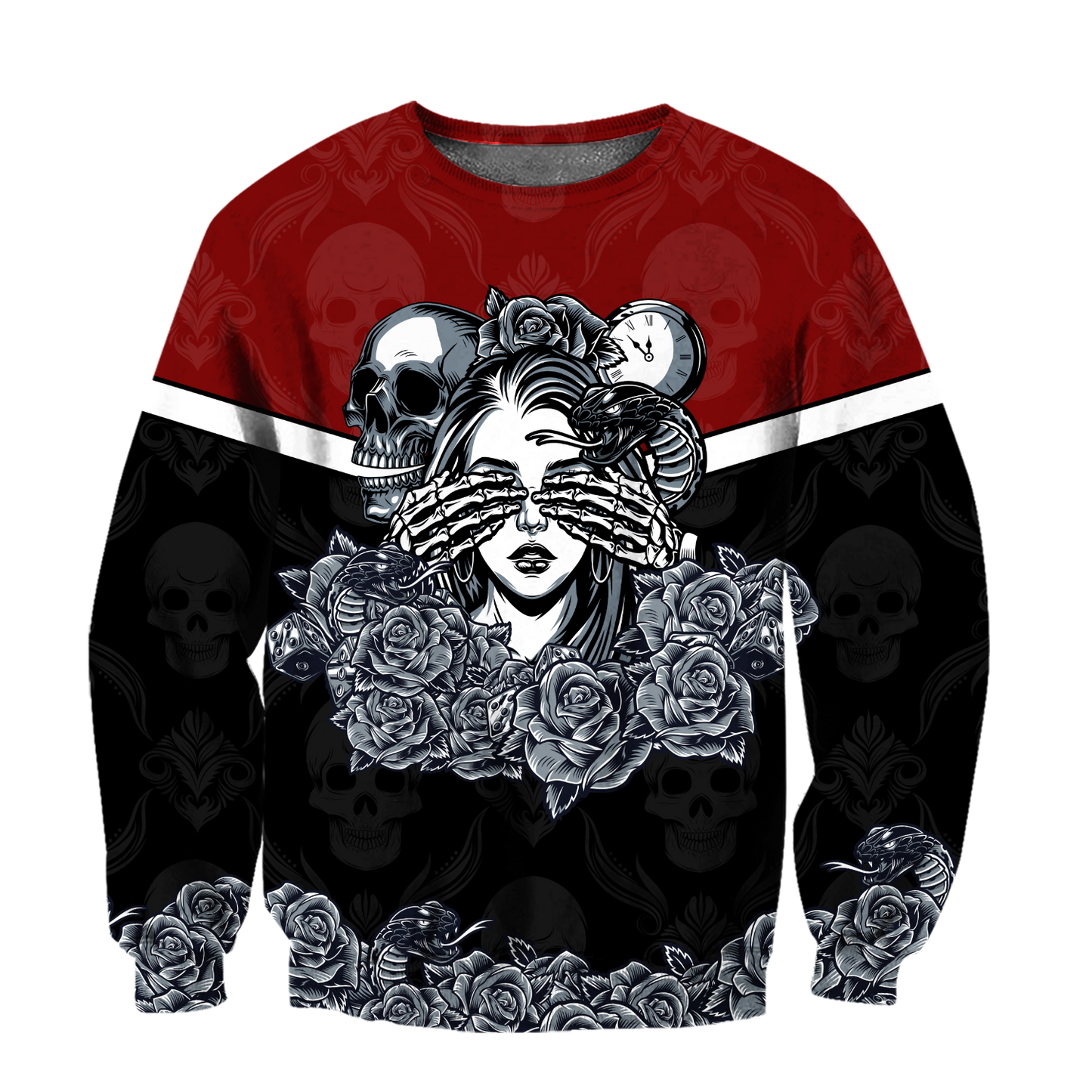 Love Rose And Skull 3D all over for man and women QB05182006-Apparel-PL8386-Sweatshirt-S-Vibe Cosy™