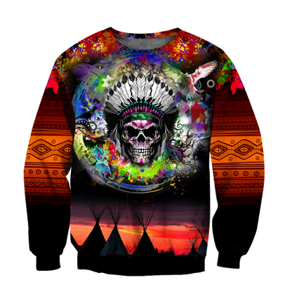 Love Skull native 3D all over printed for man and women QB06082002-Apparel-PL8386-Sweatshirt-S-Vibe Cosy™