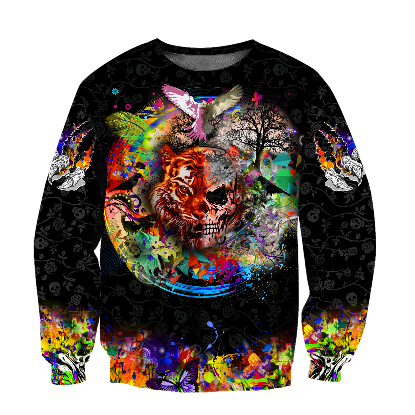 Love Skull animal full color 3D all over printed for man and women QB06092003-Apparel-PL8386-Sweatshirt-S-Vibe Cosy™
