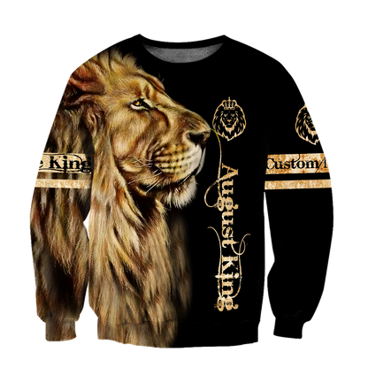 Custom Name August King Lion 3D All Over Printed Unisex Shirt