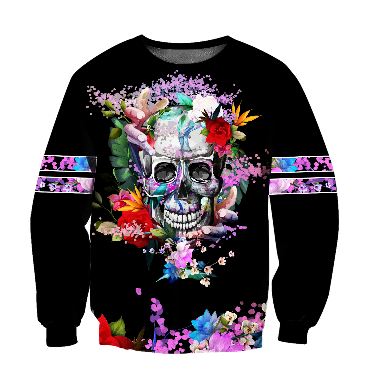 Rose Love Skull 3D all over printed for man and women QB05252003-Apparel-PL8386-Sweatshirt-S-Vibe Cosy™