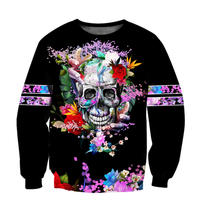 Rose Love Skull 3D all over printed for man and women QB05252003-Apparel-PL8386-Sweatshirt-S-Vibe Cosy™