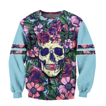 Rose Love Skull 3D all over printed for man and women QB05252004-Apparel-PL8386-Sweatshirt-S-Vibe Cosy™