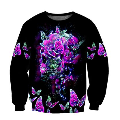 Butterfly Love Skull 3D all over printed for man and women-Apparel-PL8386-Hoodie-S-Vibe Cosy™
