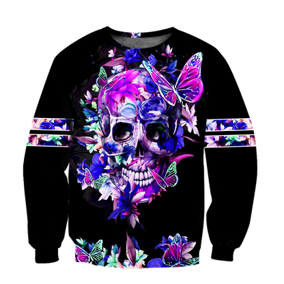 Butterfly Love Skull 3D all over printed for man and women QB05252002-Apparel-PL8386-Sweatshirt-S-Vibe Cosy™