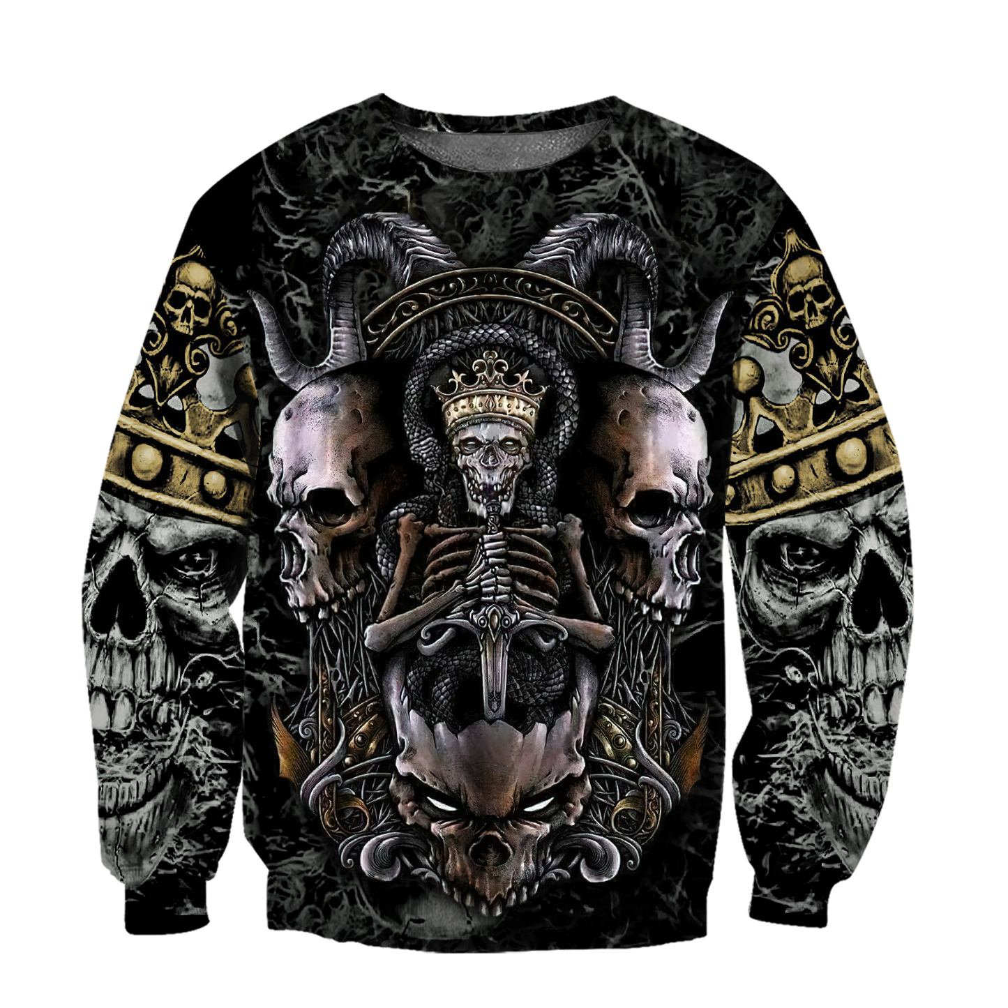 Skull King All Over Printed Hoodie For Men And Women MEI