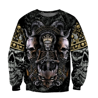 Skull King All Over Printed Hoodie For Men And Women MEI