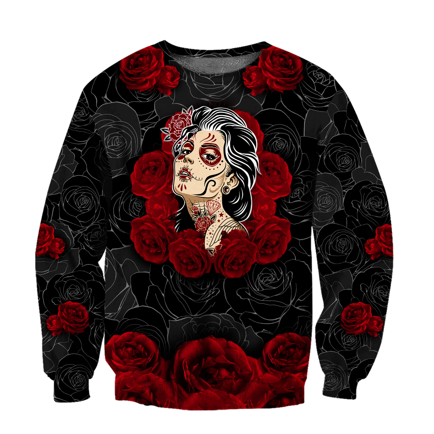 Love Rose And Skull 3D all over for man and women QB05122001-Apparel-PL8386-Sweatshirt-S-Vibe Cosy™