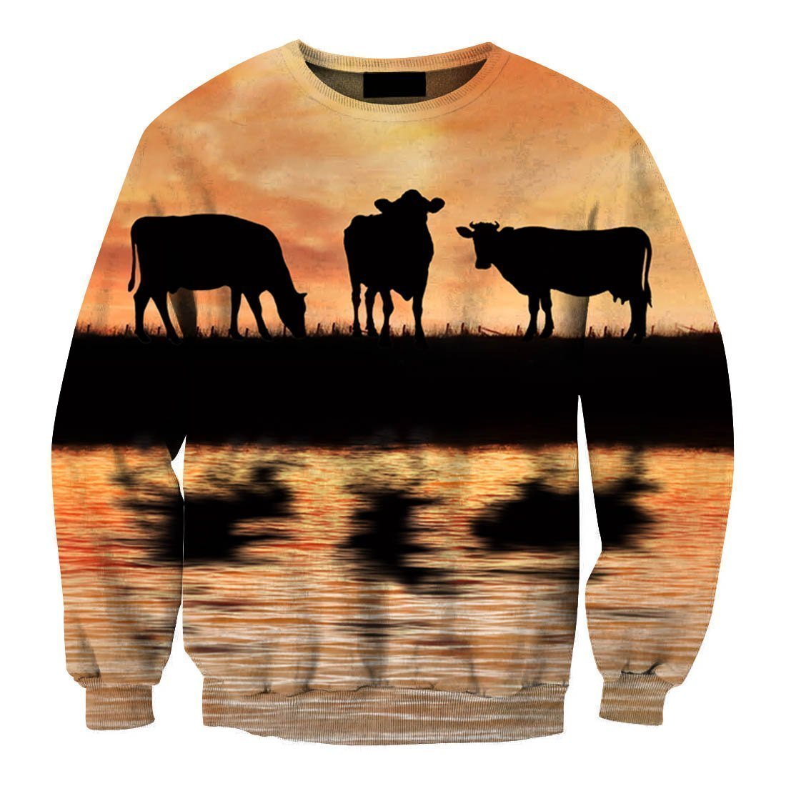 Sunset and Cow Hoodie-Apparel-HD09-Sweat Shirt-S-Vibe Cosy™