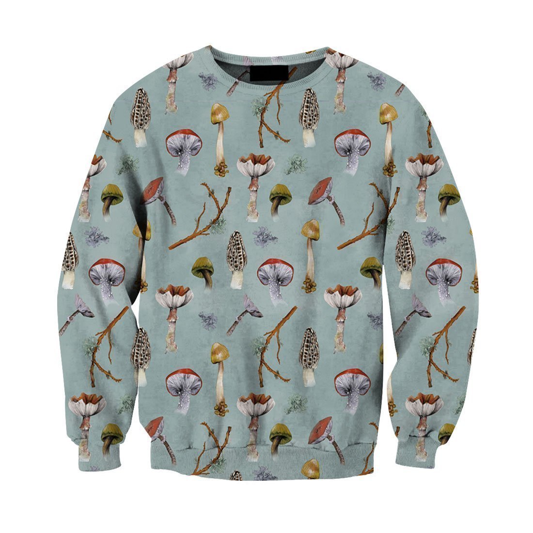 All Over Print Blue Edible Mushroom-Apparel-NTH-Sweat Shirt-S-Vibe Cosy™