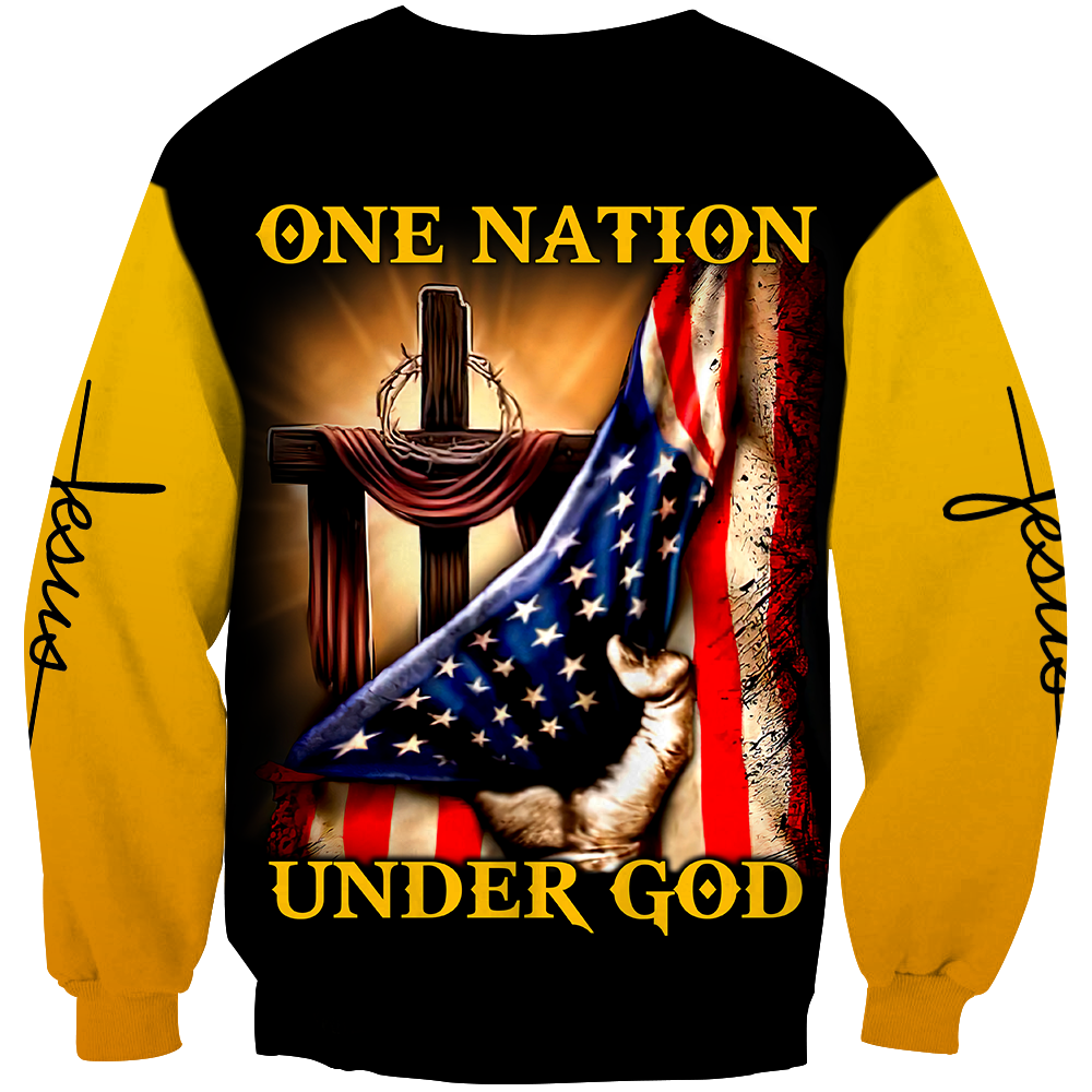 Easter God Jesus One Nation Under God 3D All Over Printed Shirt Hoodie JJ020402-Apparel-MP-Hoodie-S-Vibe Cosy™
