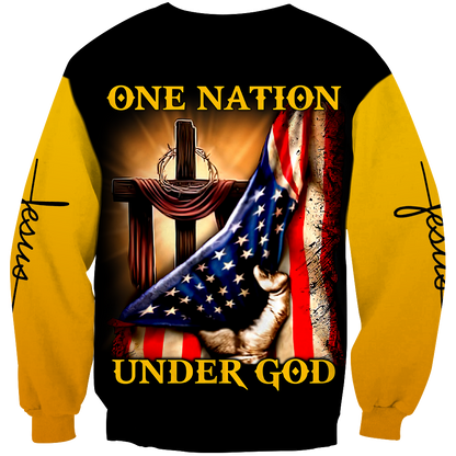 Easter God Jesus One Nation Under God 3D All Over Printed Shirt Hoodie JJ020402-Apparel-MP-Hoodie-S-Vibe Cosy™