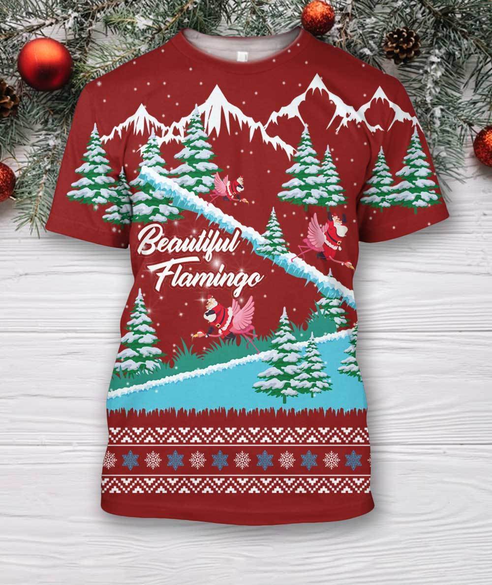 3D All Over Print Flamingo Christmas Hoodie-Apparel-HD09-T-Shirt-S-Vibe Cosy™