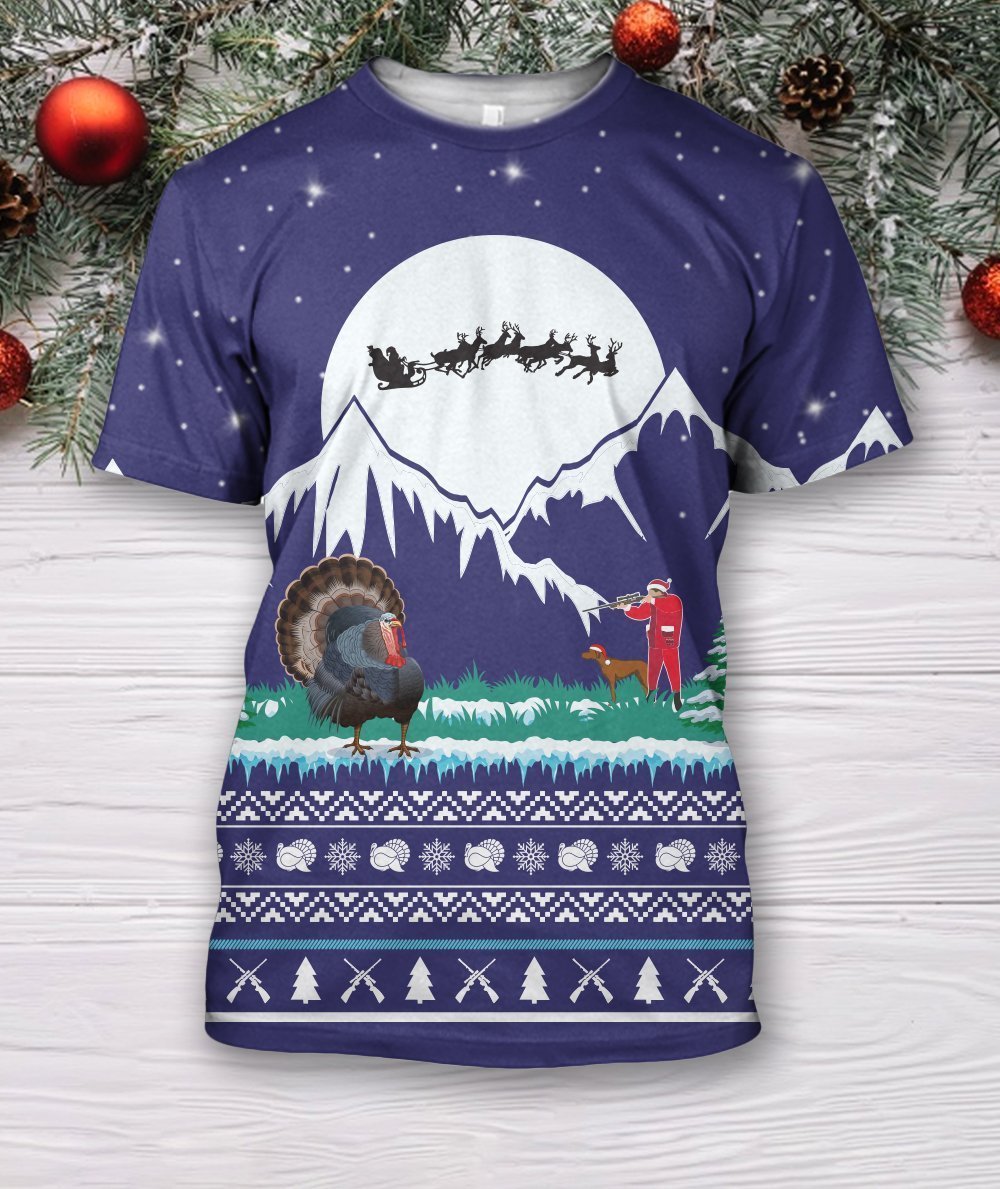 3D All Over Print Hunting Turkey Christmas Hoodie-Apparel-HD09-T-Shirt-S-Vibe Cosy™