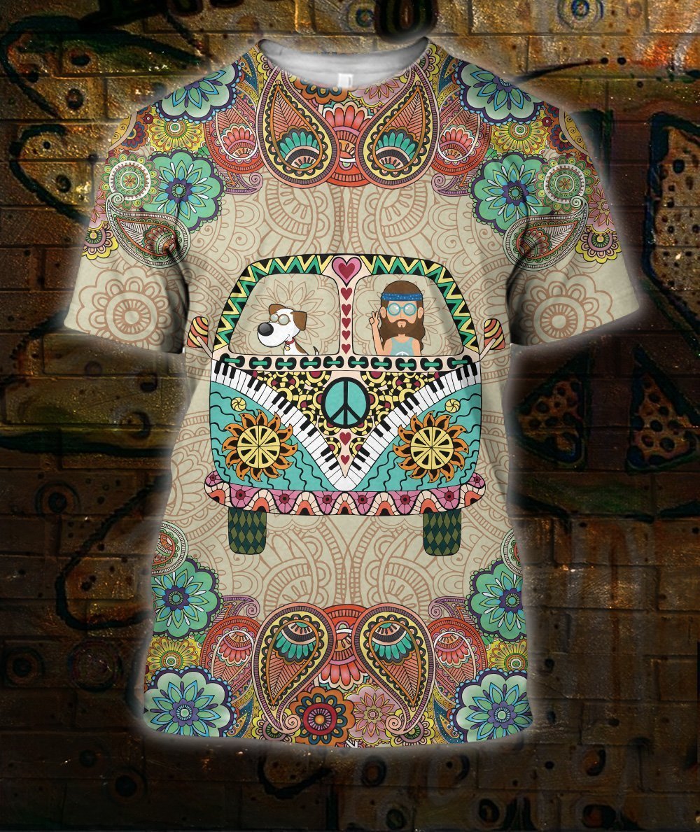 3D All Over Print Dog Hippie Hoodie-Apparel-HD09-T-Shirt-S-Vibe Cosy™