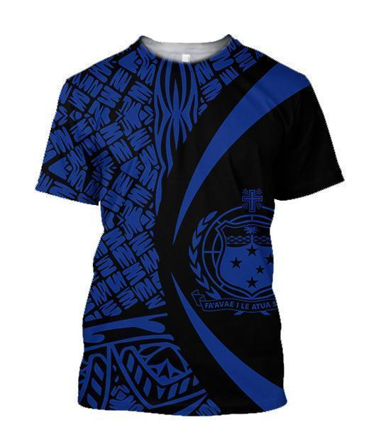 Samoa Polynesian Hoodie - Circle Style Blue Color-ALL OVER PRINT HOODIES (P)-Phaethon-T-Shirt-S-Vibe Cosy™
