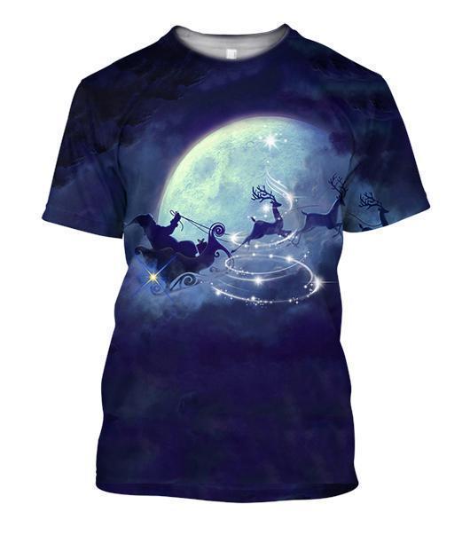 All Over Print Santa Ride 01-Apparel-HbArts-T-Shirt-S-Vibe Cosy™
