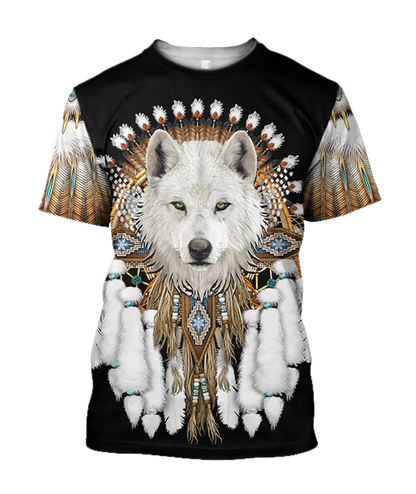 Native American Wolf 3D All Over Printed Shirts MP18052002-Apparel-MP-T shirt-S-Vibe Cosy™