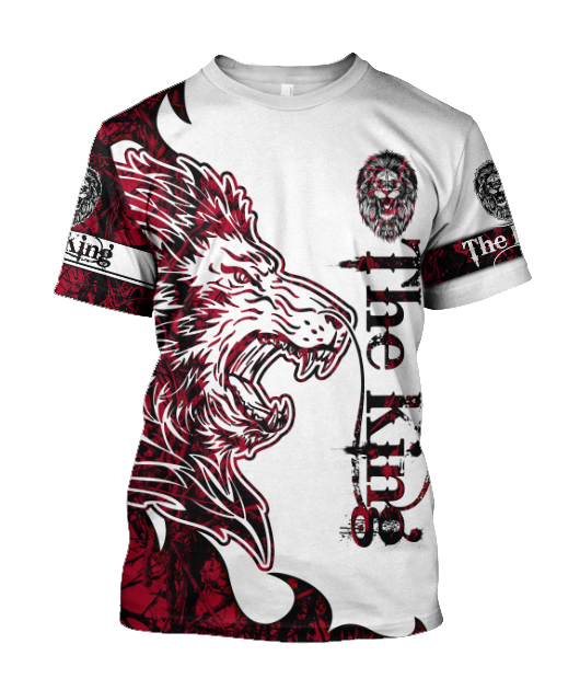 The Red King Lion Tattoo Over Printed Hoodie