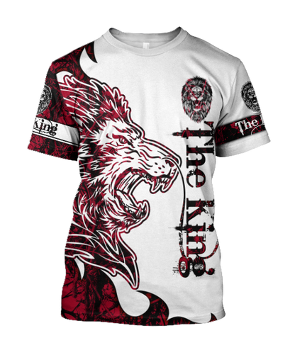 The Red King Lion Tattoo Over Printed Hoodie