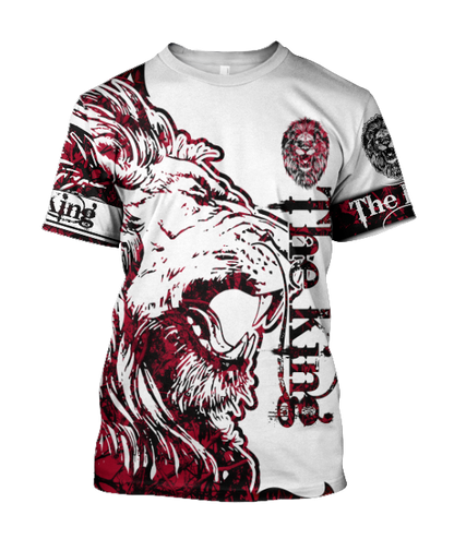 3D The Red Alpha King Lion Tattoo Over Printed Hoodie
