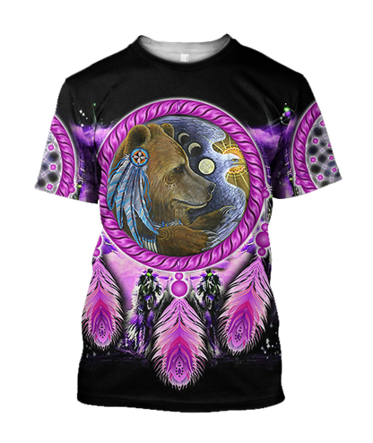 Native American Bear 3D All Over Printed Shirts JJ21052001-Apparel-MP-T shirt-S-Vibe Cosy™