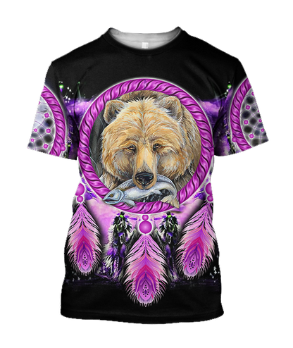 Native American Bear 3D All Over Printed Shirts JJ21052002-Apparel-MP-T shirt-S-Vibe Cosy™