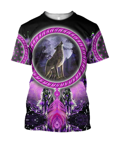 Native American Wolf Violet 3D Hoodie MP888 - Amaze Style™-Apparel