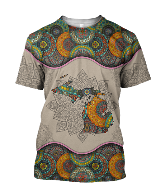 Awesome Vintage Mandala Michigan 3D All Over Printed Shirts Hoodie JJ27052002-Apparel-MP-T-Shirt-S-Vibe Cosy™