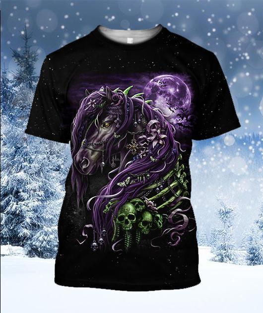 3D All Over Printed Black Horse-Apparel-HP Arts-T-Shirt-S-Vibe Cosy™