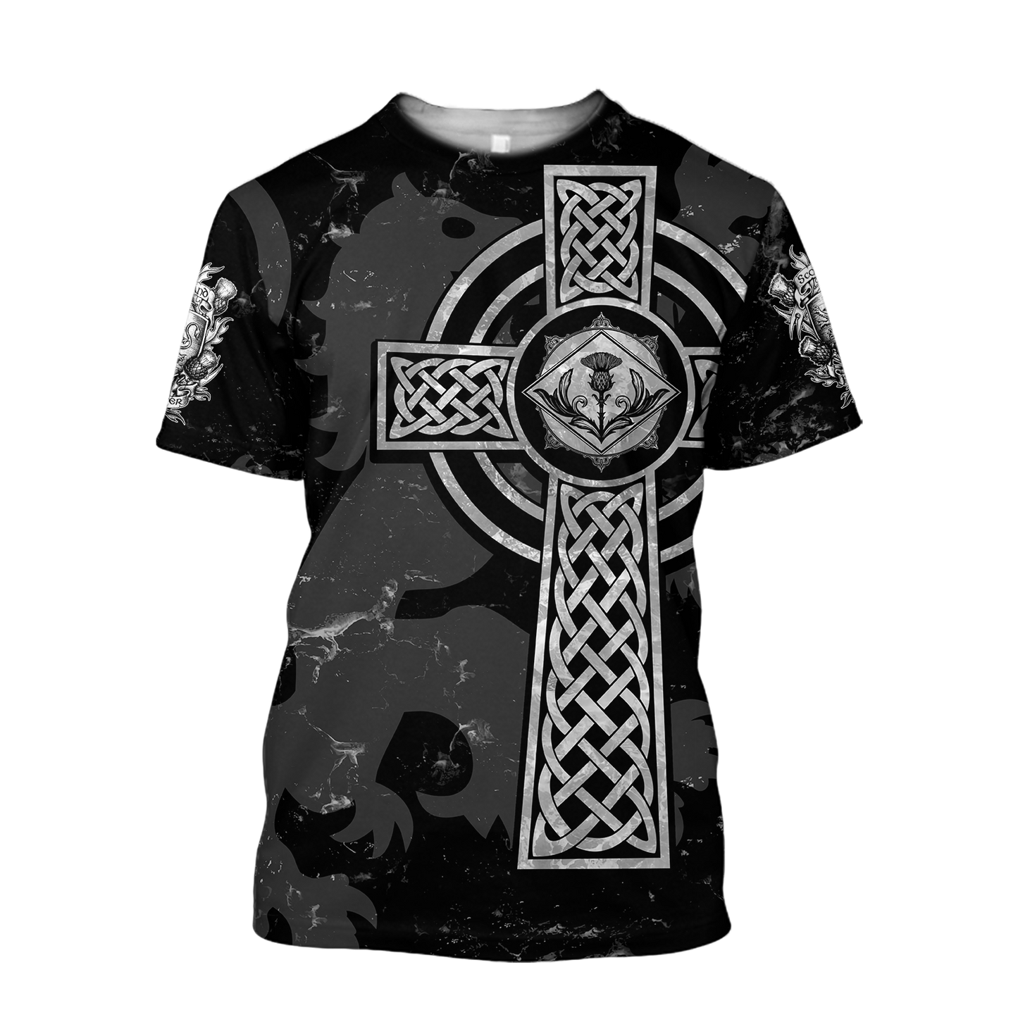 Scottish St-Andrew Thristle Celtic Cross grey ver2 Hoodie AZ210207-Apparel-PL8386-T-shirt-S-Vibe Cosy™