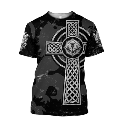 Scottish St-Andrew Thristle Celtic Cross grey ver2 Hoodie AZ210207-Apparel-PL8386-T-shirt-S-Vibe Cosy™