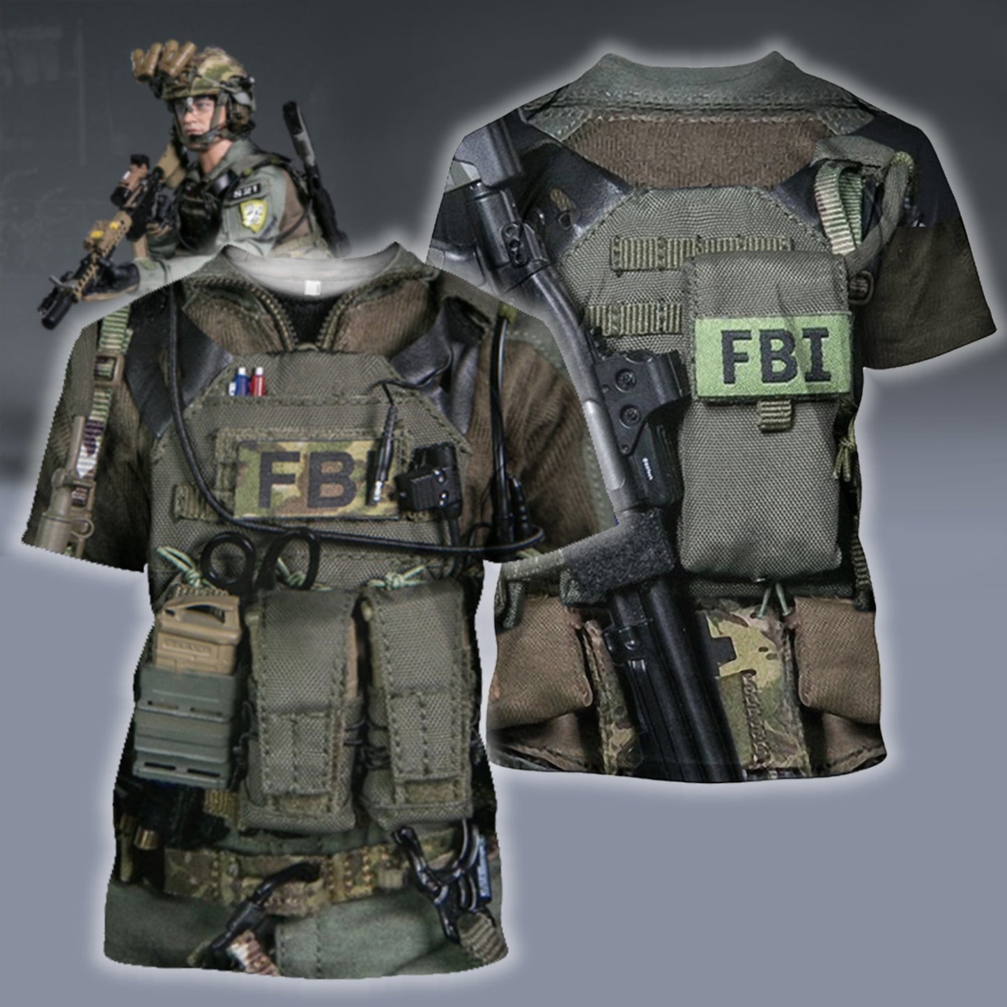 3D All Over Printed U.S FBI Team-Apparel-HP Arts-T-Shirt-S-Vibe Cosy™