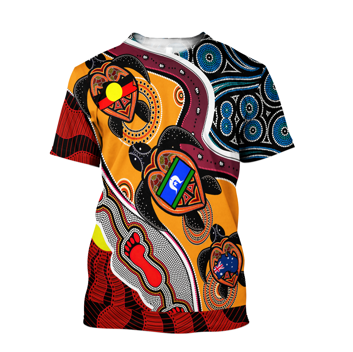 Australia Aboriginal Dots With Turtle And Naidoc Flags 3D Hoodie Shirt For Men And Women