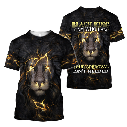 Black King-I Am Who I Am Christian Cross 3D All Over Printed Shirts For Men and Women Pi11062002-Apparel-TA-T-Shirts-S-Vibe Cosy™