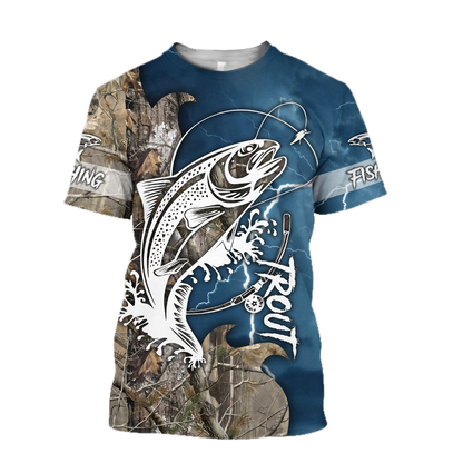 Trout Fishing Tattoo camo shirts for men and women blue color TR2108203