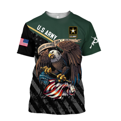 US Veteran Army Green 3D All Over Printed Shirts For Men And Women